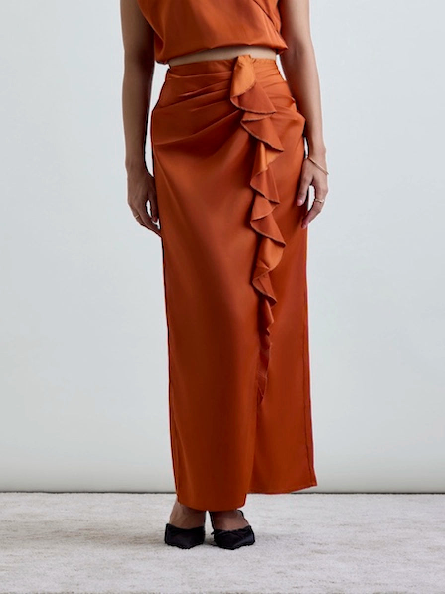 Fia LustraSatin™ Skirt - Burnt Orange