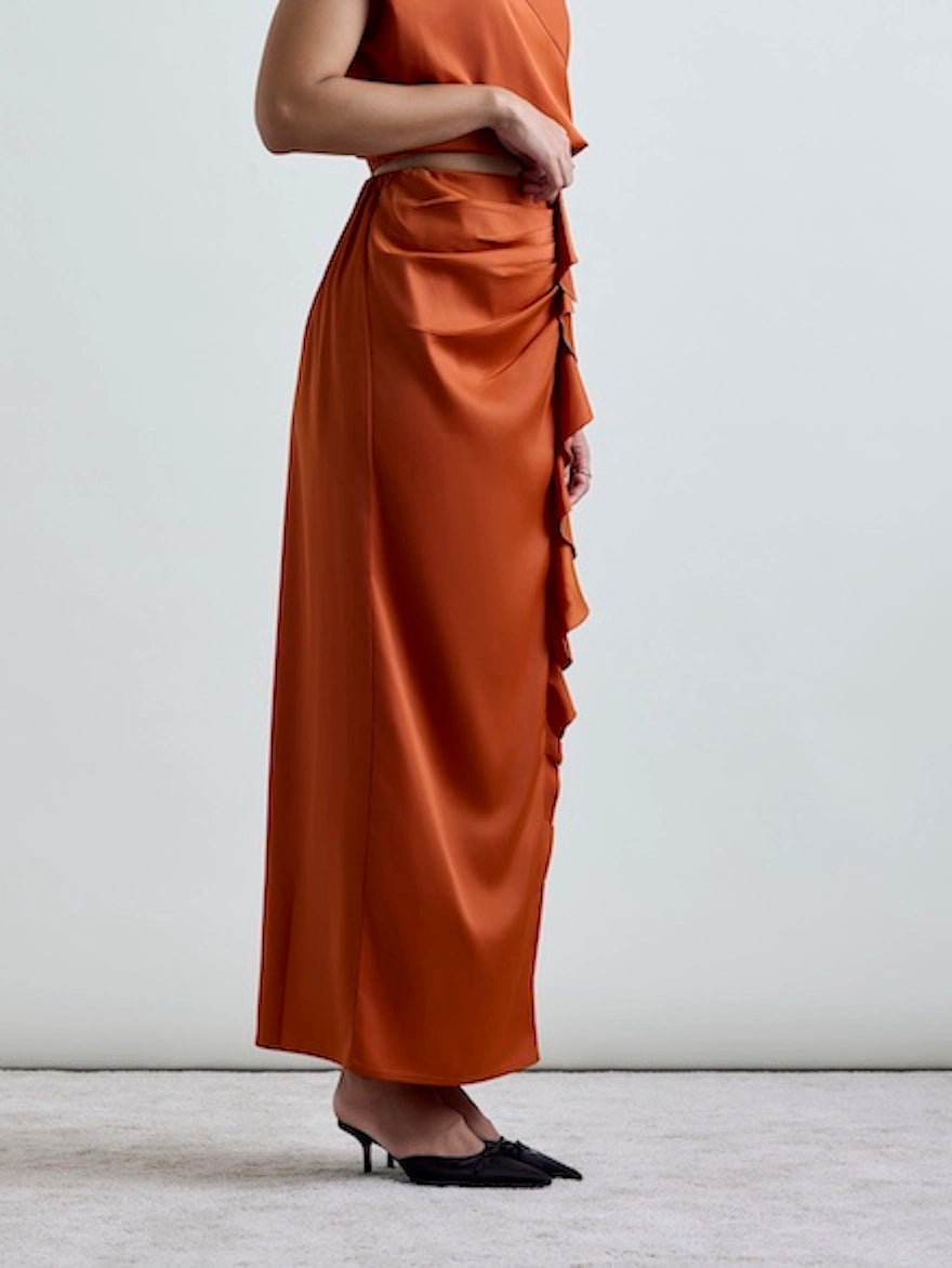 Fia LustraSatin™ Skirt - Burnt Orange
