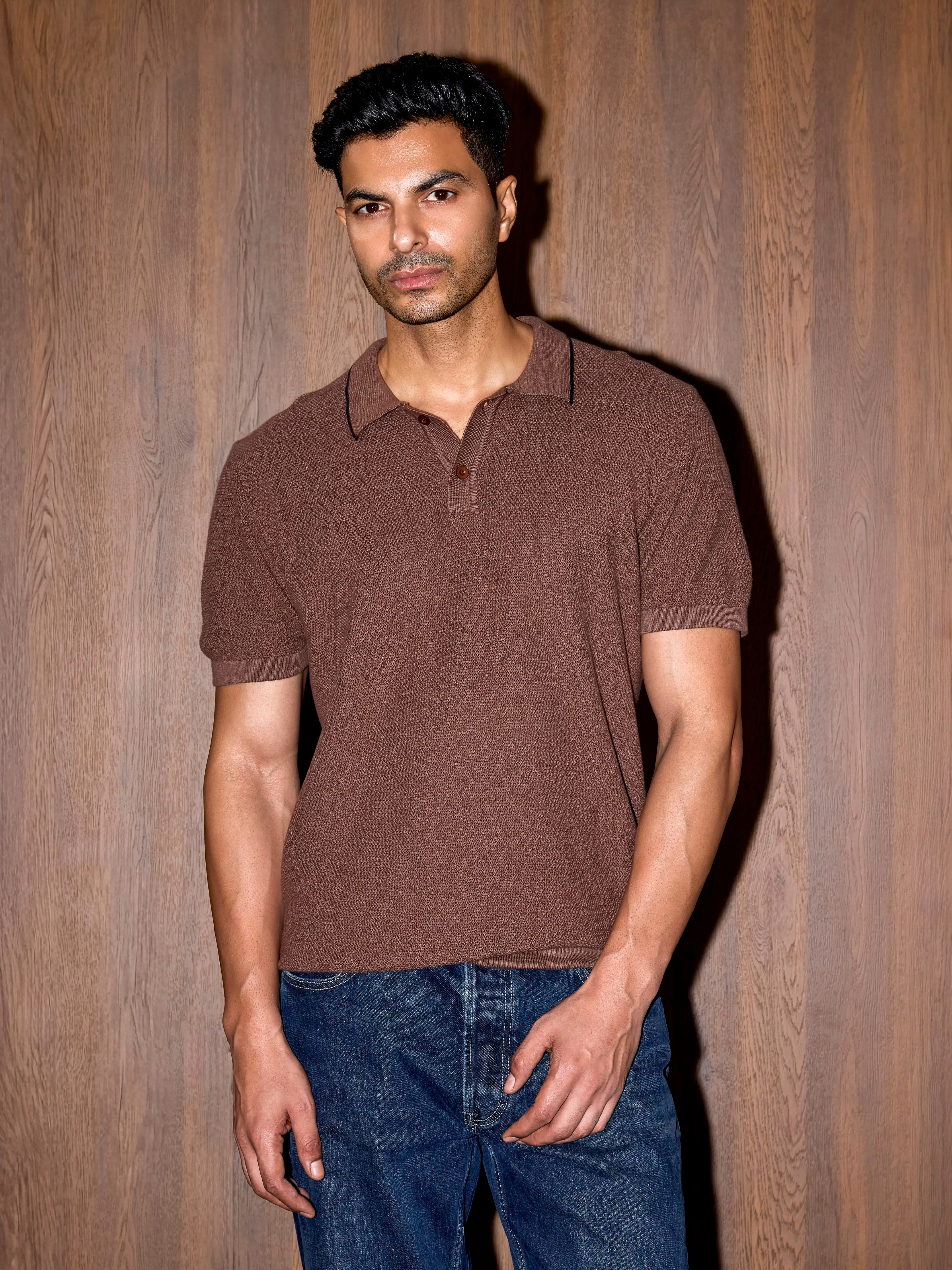 Courtside Cotton Polo Regular Fit -Deep Mocha