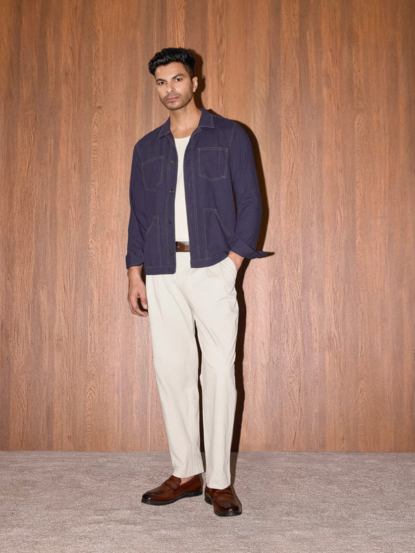 AirLinen™ Contrast Stitch Shacket