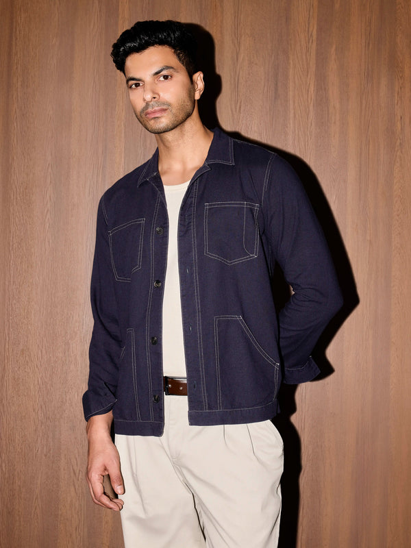AirLinen™ Contrast Stitch Shacket