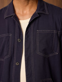 AirLinen™ Contrast Stitch Shacket