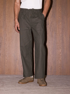 Cotton Drawstring Pants - Stone Olive