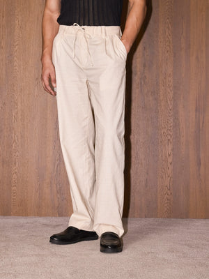 Cotton Drawstring Pants - Cream