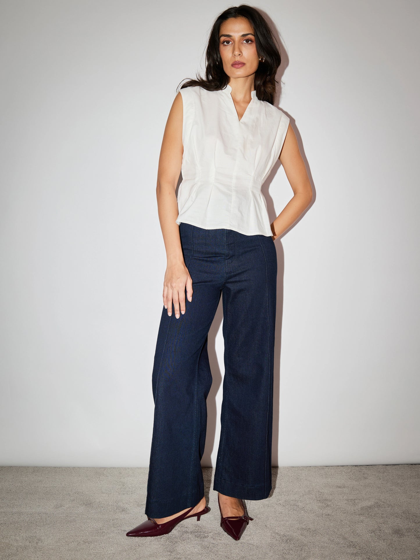 Florence Linen Top - White