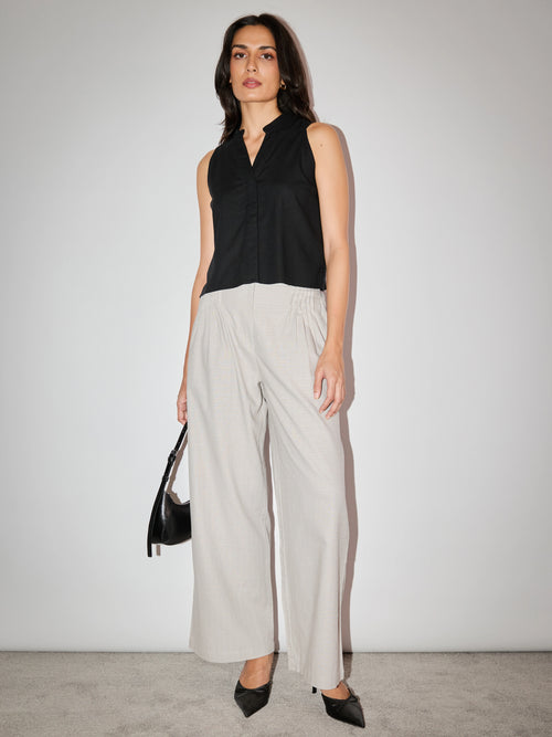sora linen top - black
