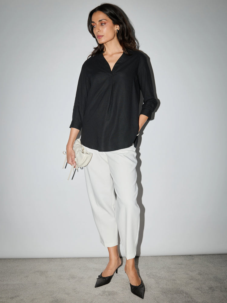 Kayla AirLinen™ Blouse - Black