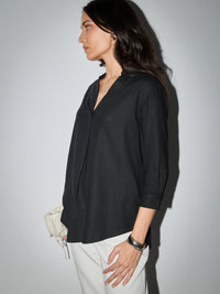 Kayla Linen Blouse - Black
