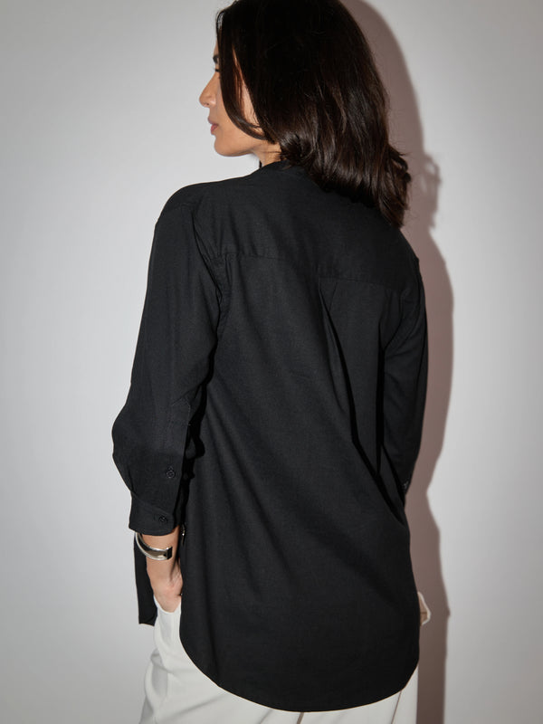 Kayla Linen Blouse - Black