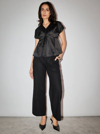 Satin Pleated Top - Black