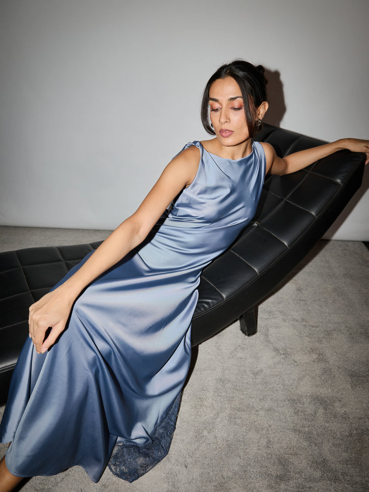 LustraSatin sapphire slip dress 