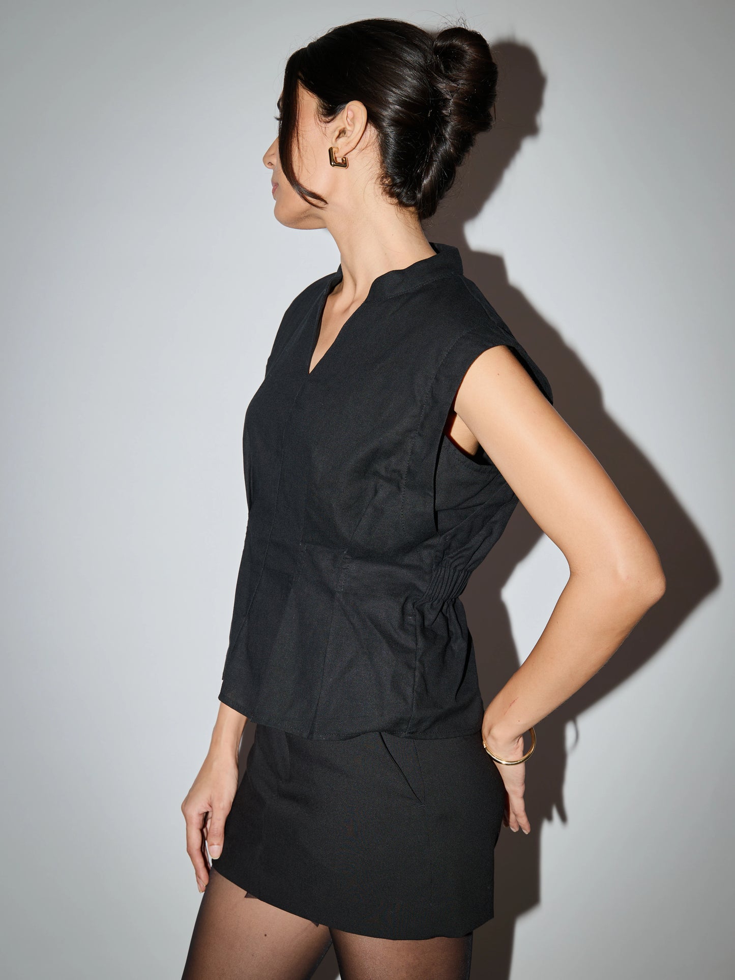 Florence Linen Top - Black