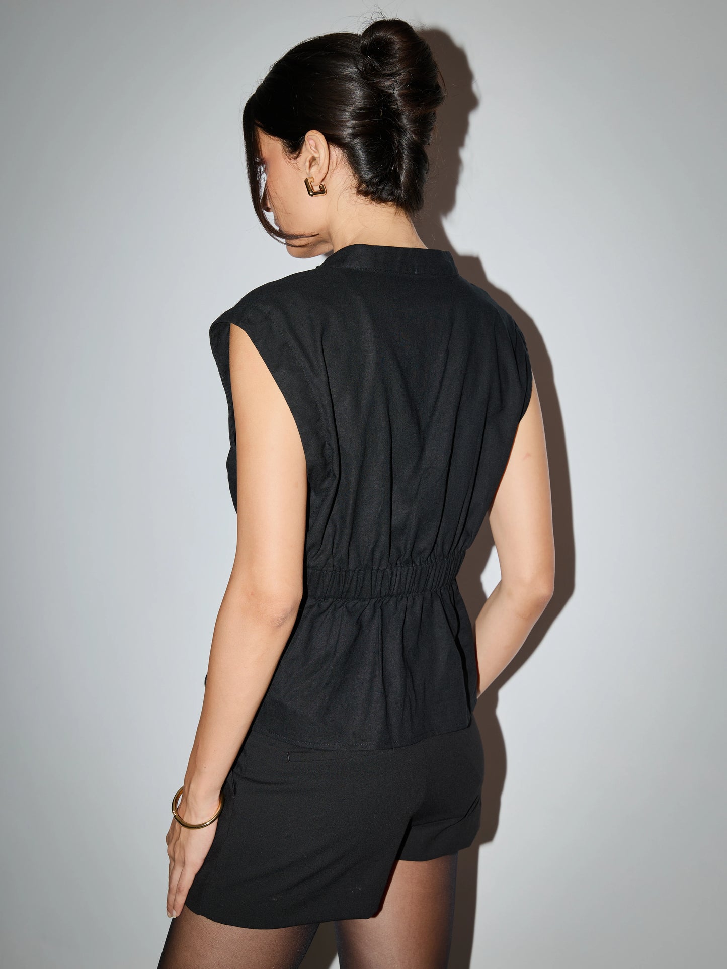 Florence Linen Top - Black