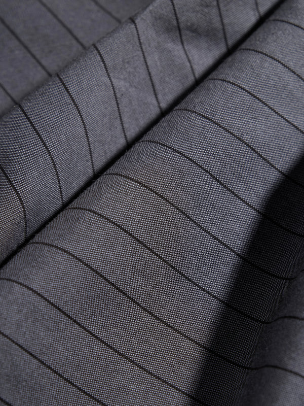 Grey Pinstripe Cotton Oxford Shirt - Slim Fit