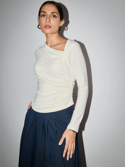 asymmetric axis knit top