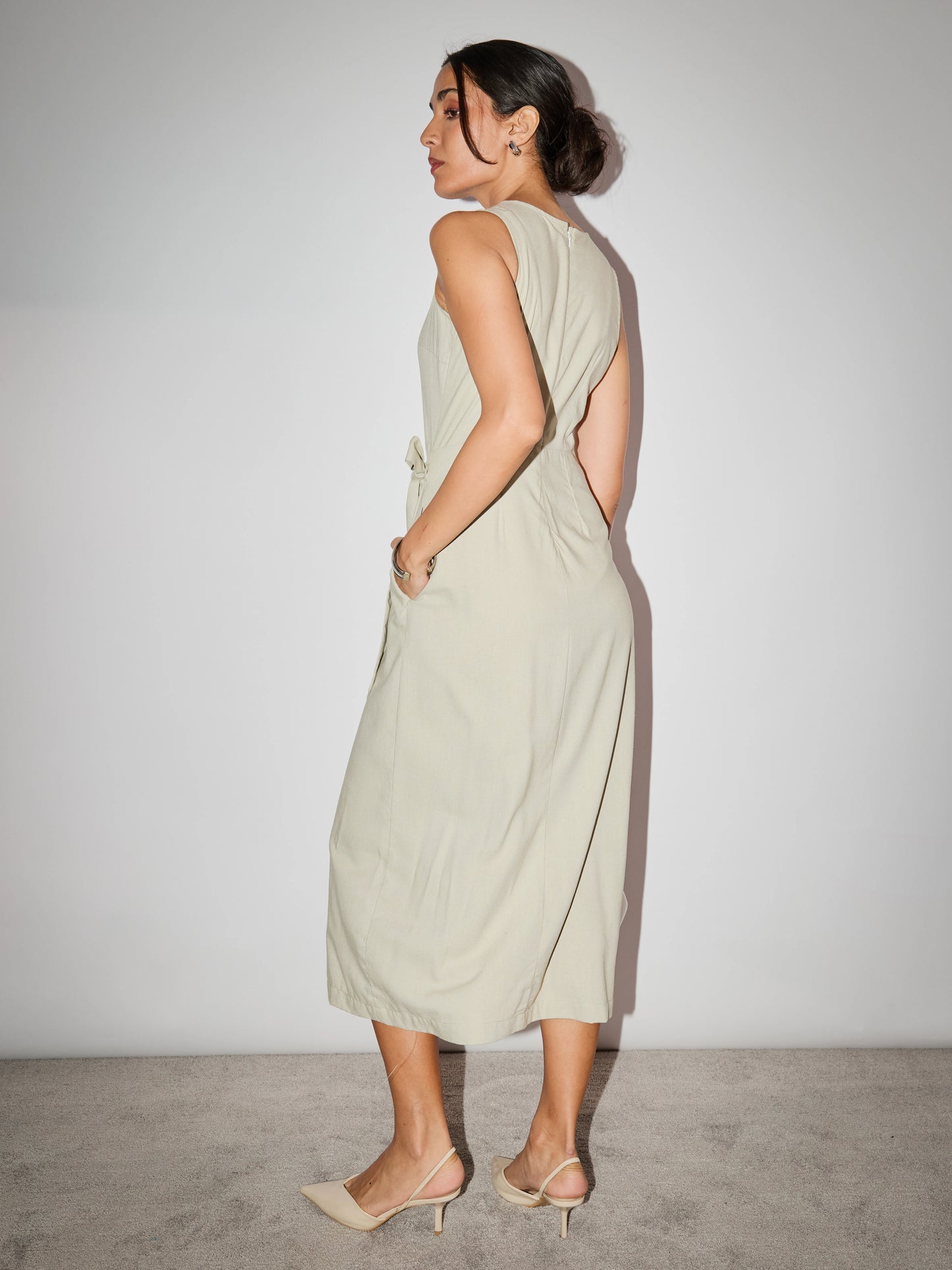 Sandy Linen Dress - Sage Green