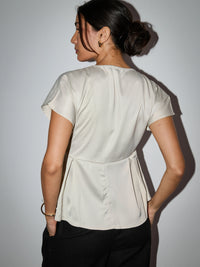 Satin Pleated Top - Champagne