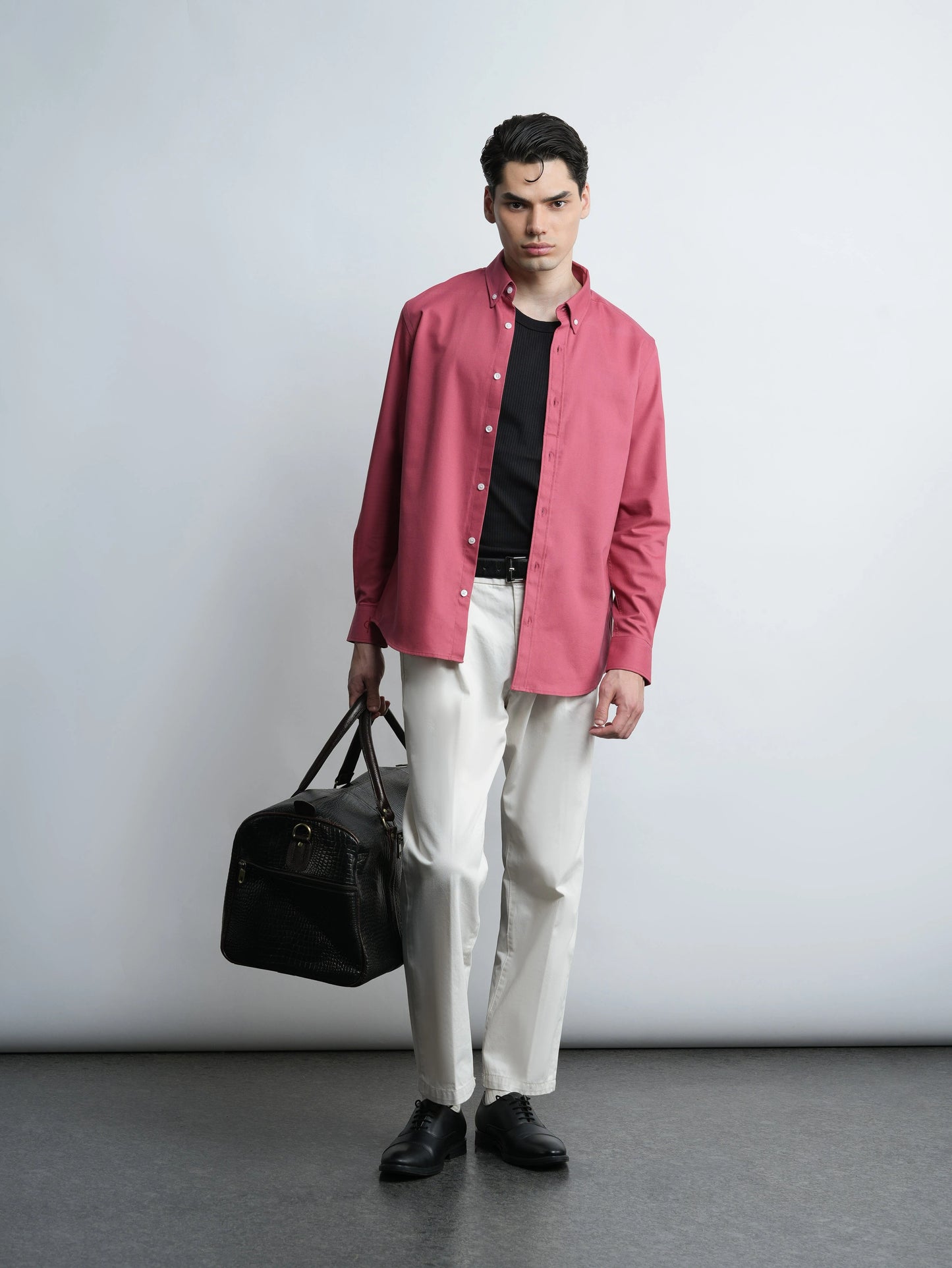 Buttoned Up Affair - Carrot Pink Cotton Slim Fit Shirt