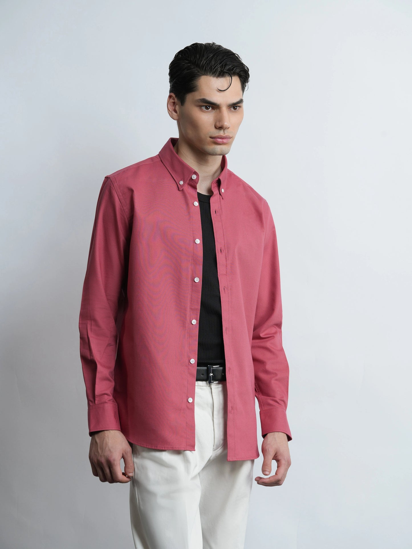 Buttoned Up Affair - Carrot Pink Cotton Slim Fit Shirt