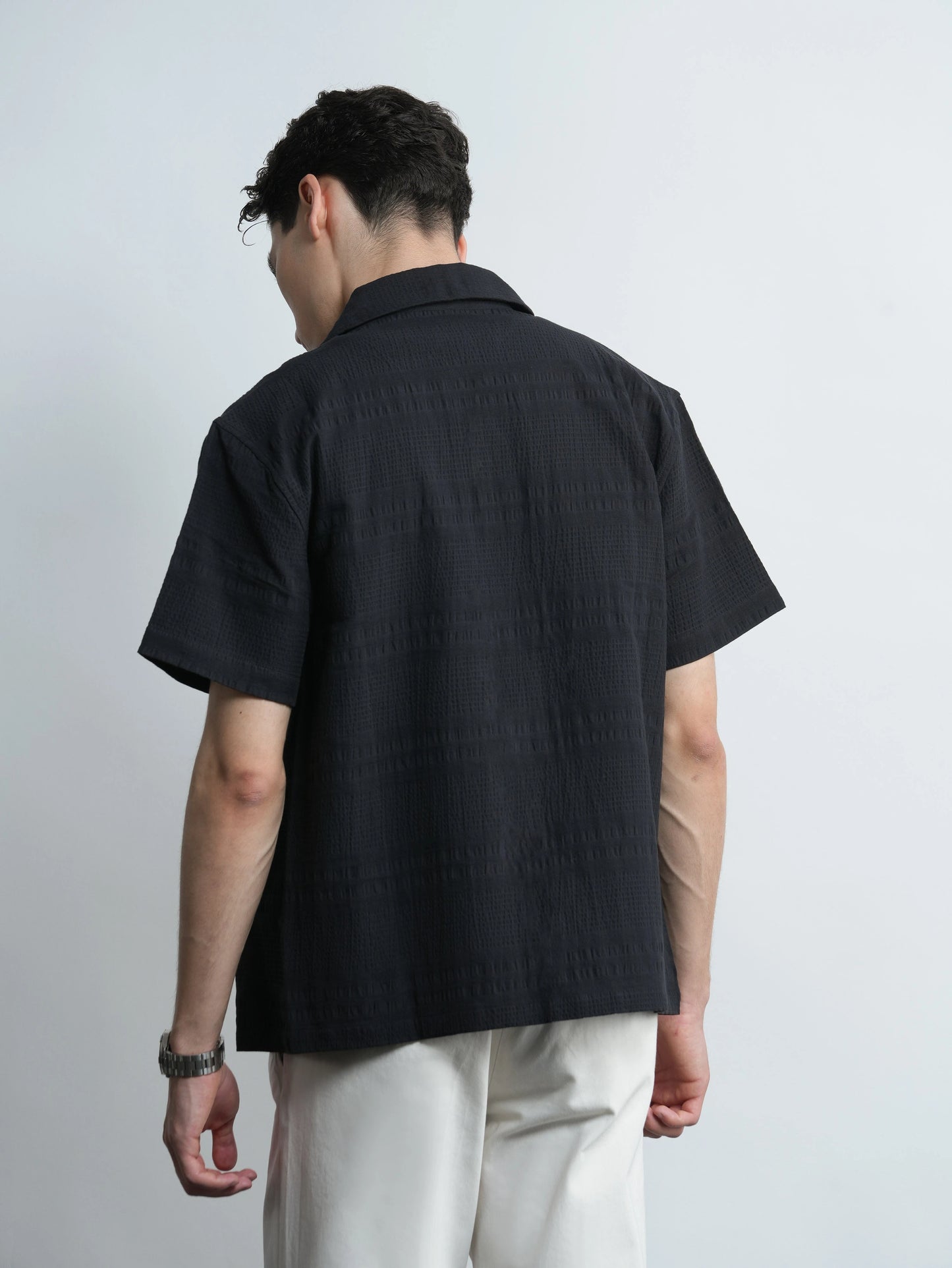 Cove Camp - Black Half Sleeve Cotton Shirt