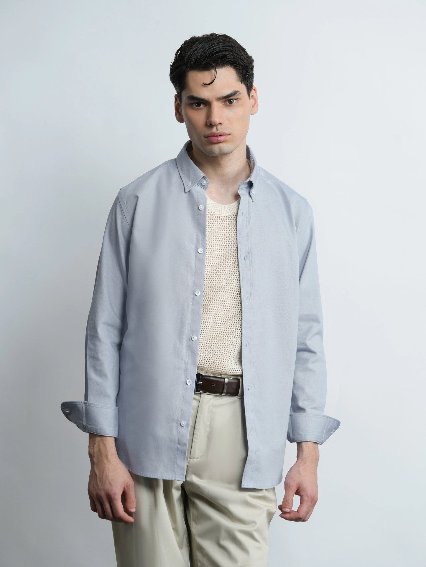 Cotton Oxford - Pastel Blue Slim Fit Shirt