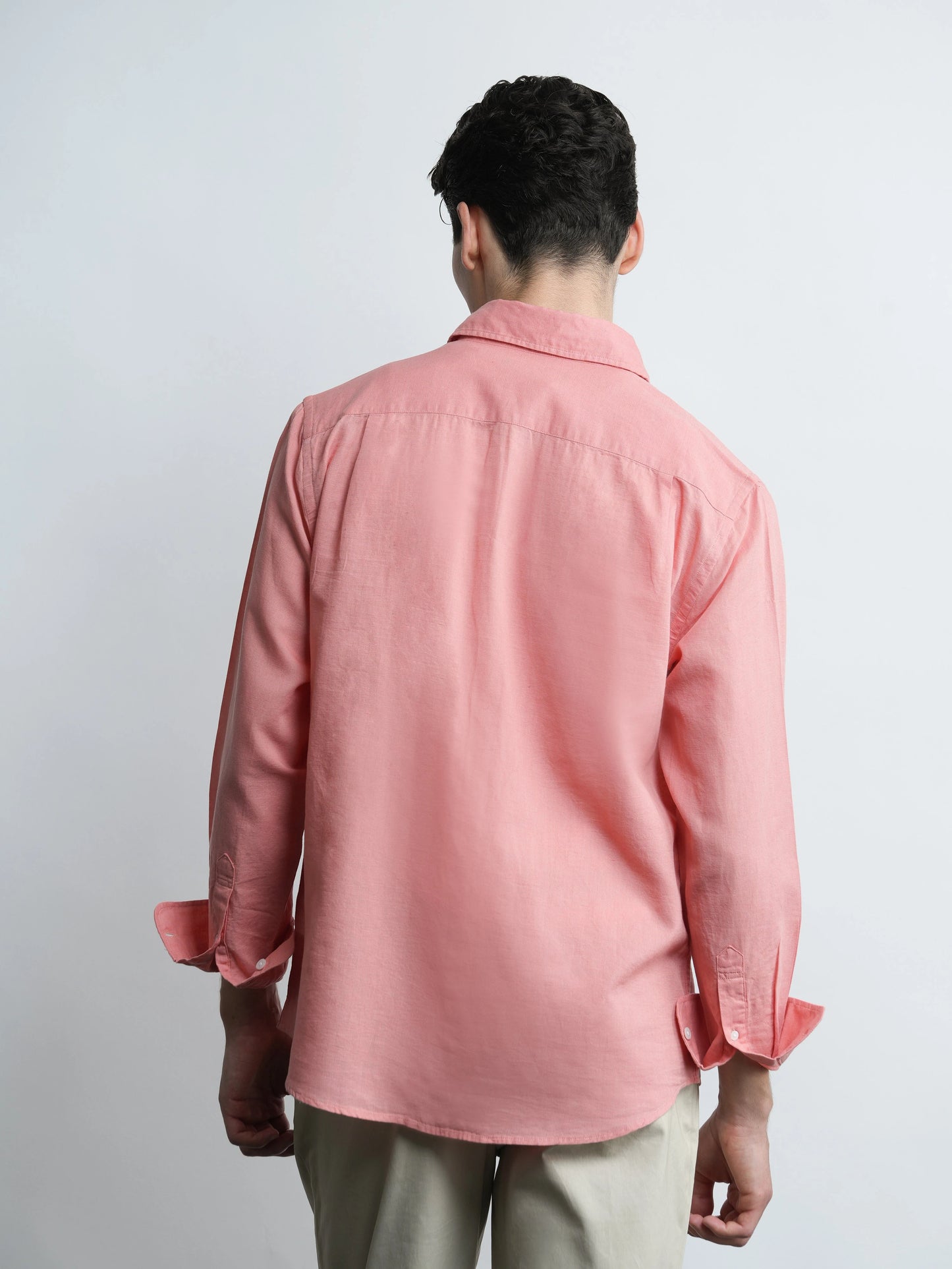 Cove Linen - Salmon Pink Relaxed Fit Shirt