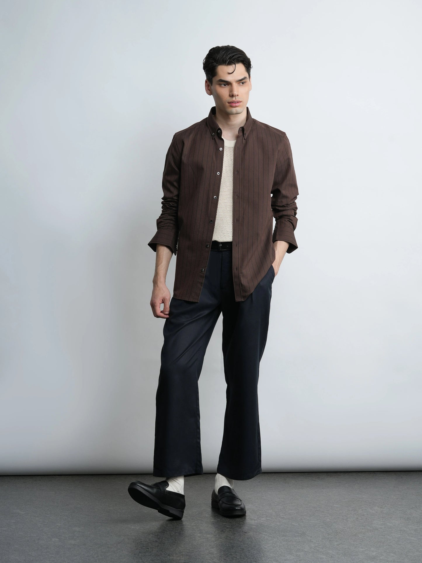 Cotton Oxford Brown - Mocha Cotton Slim Fit Shirt