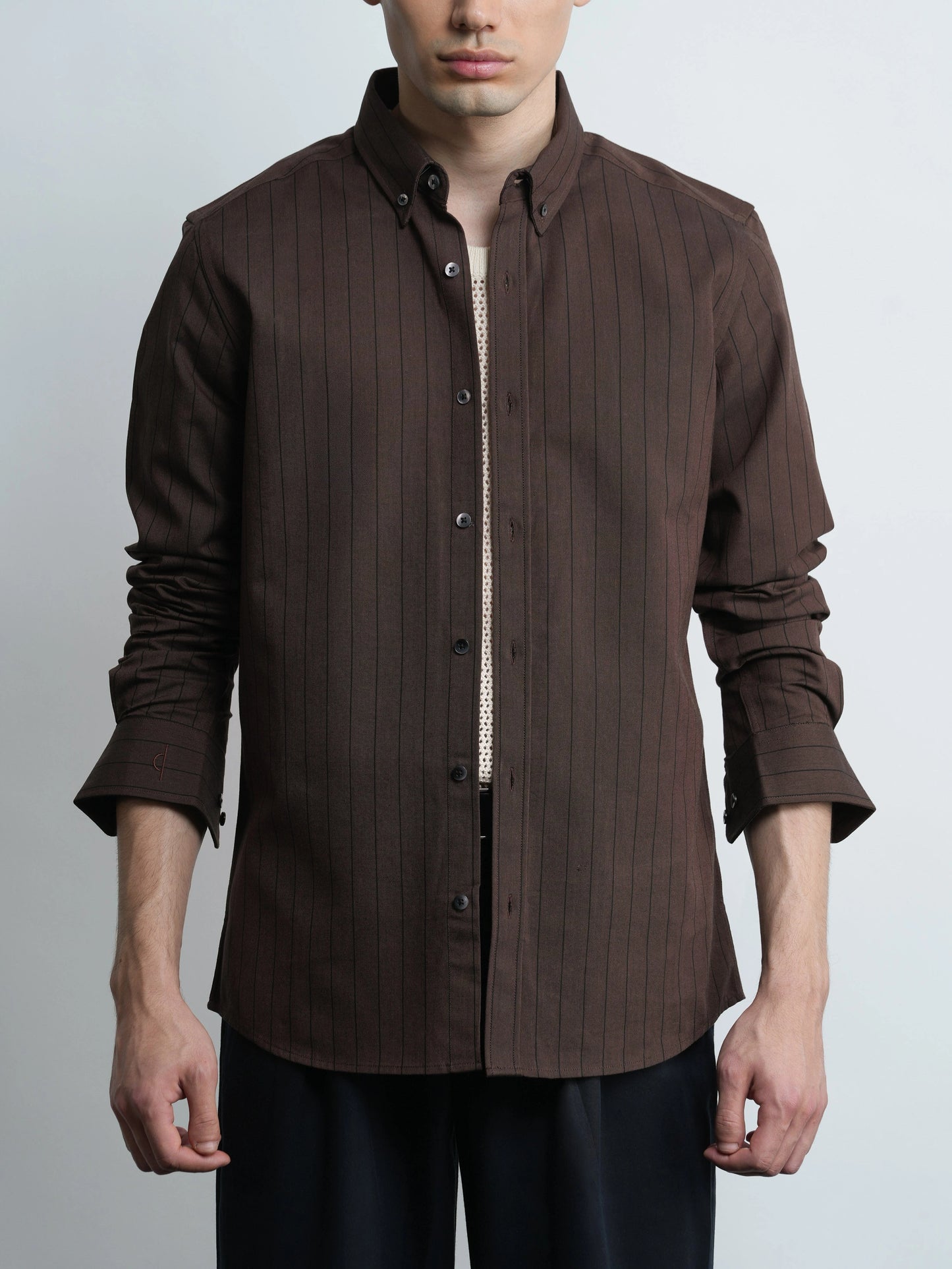Cotton Oxford Brown - Mocha Cotton Slim Fit Shirt