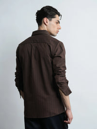 Cotton Oxford Brown - Pinstripe Cotton Slim Fit Shirt