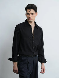 Azkaban - Dobby Cotton Black Regular Fit Shirt