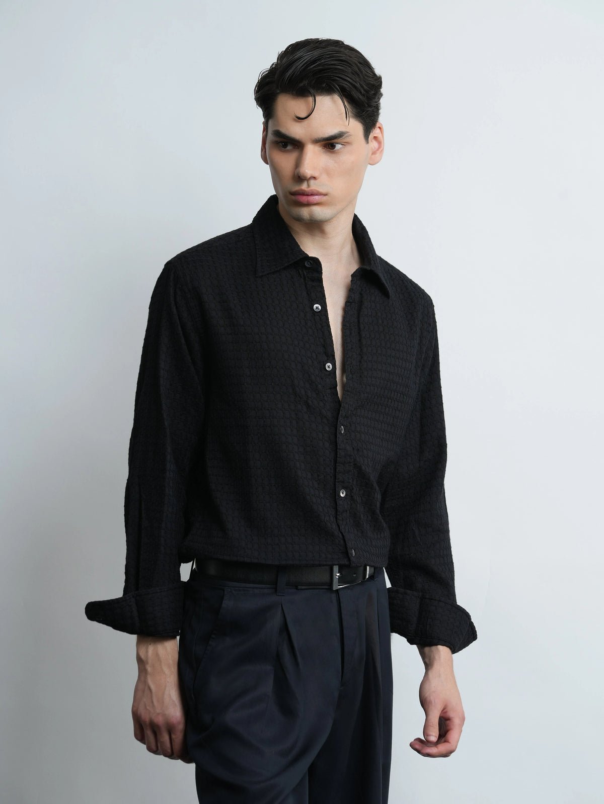Azkaban - Dobby Cotton Black Regular Fit Shirt