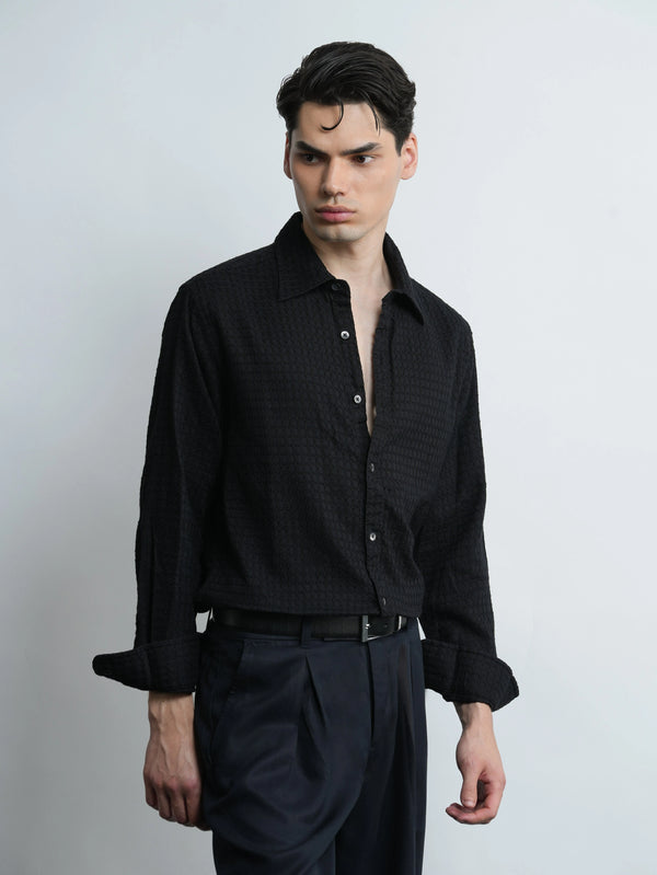 Azkaban - Dobby Cotton Black Regular Fit Shirt