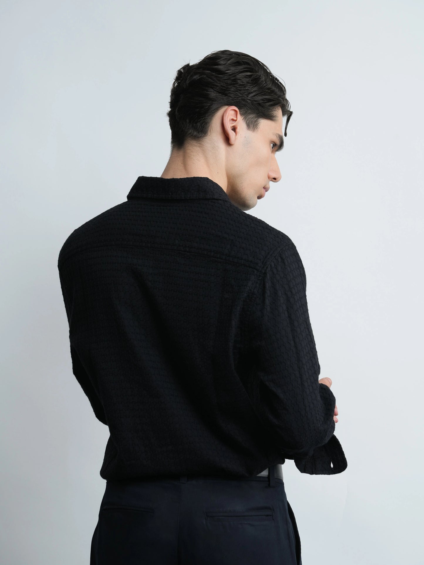 Azkaban - Dobby Cotton Black Regular Fit Shirt