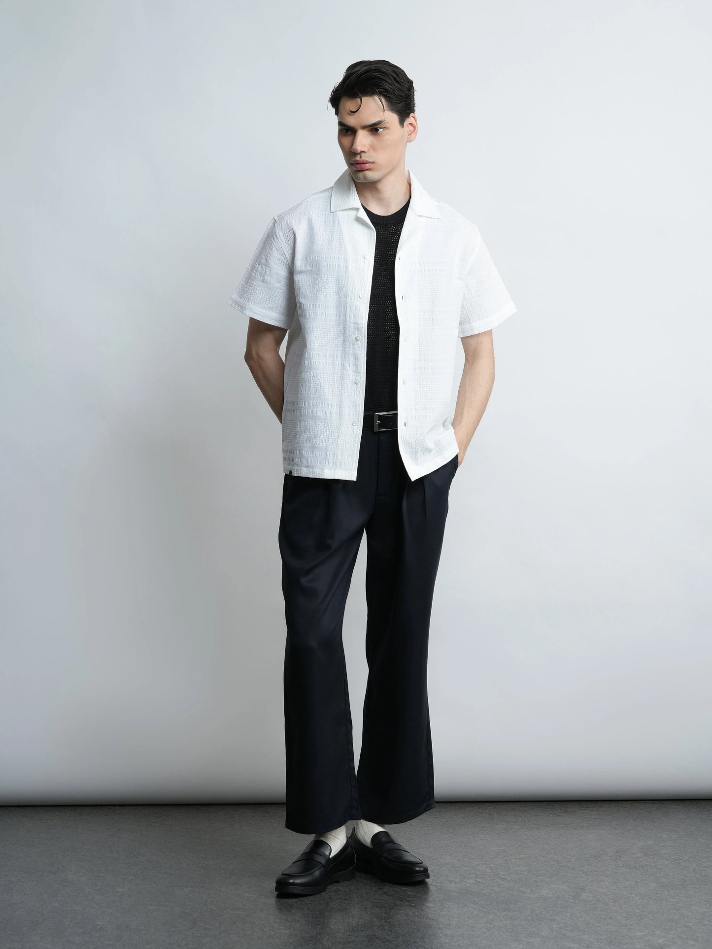 Cove Camp - White Half Sleeve Cotton Shirt