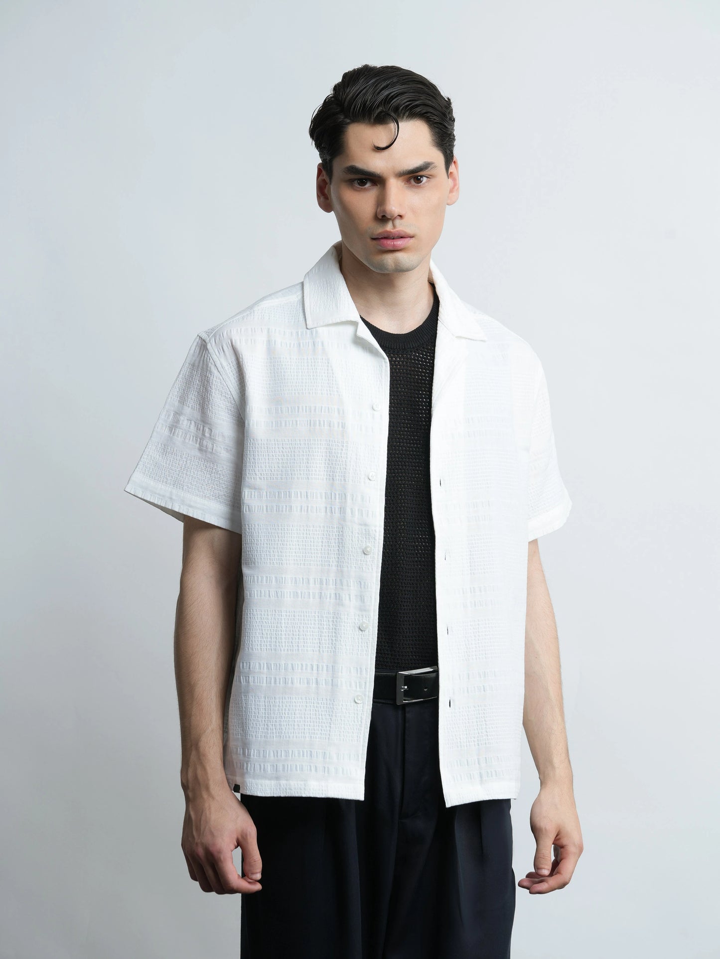 Cove Camp - White Half Sleeve Cotton Shirt