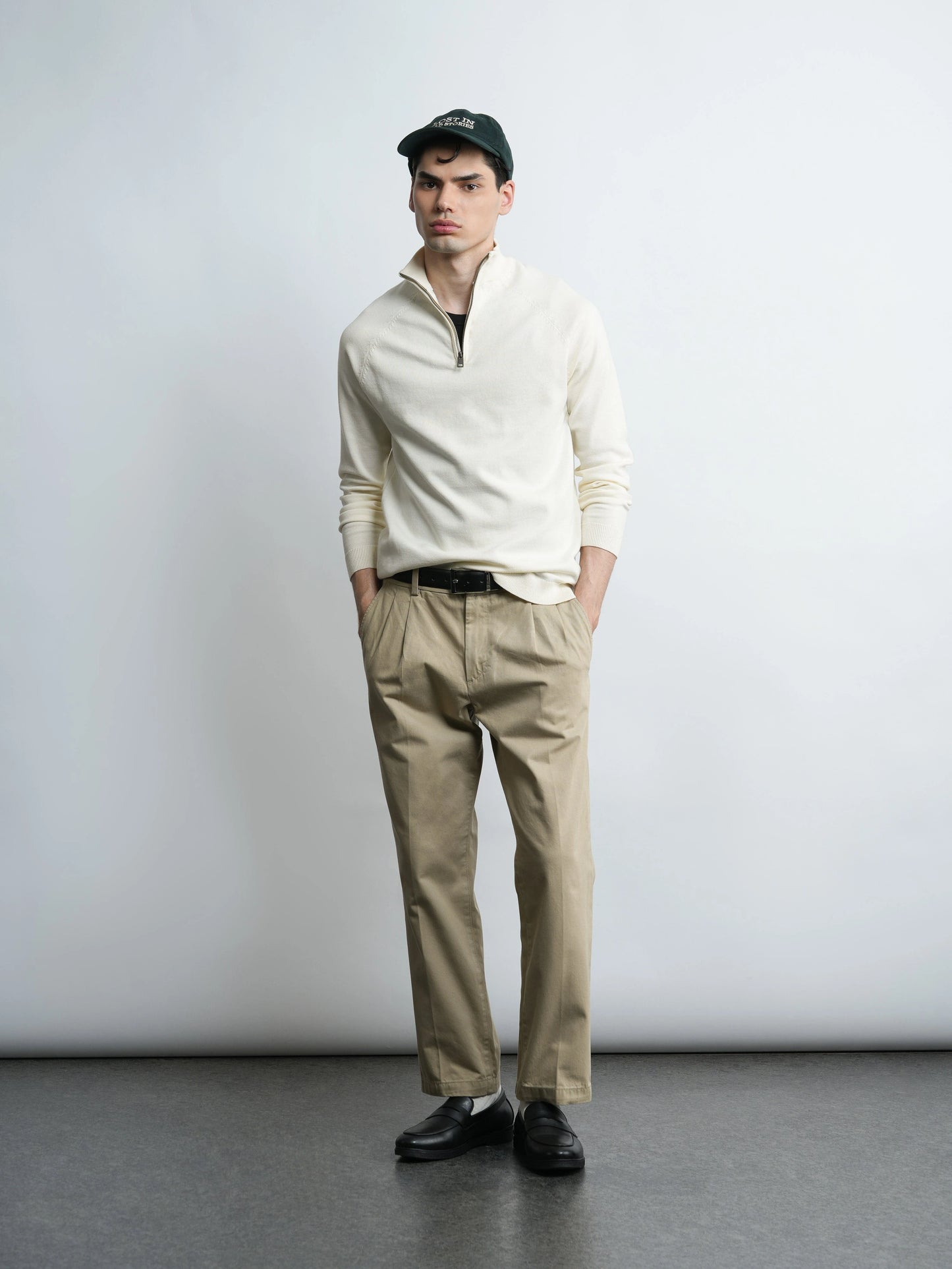Ridge Half Zip Pullover - Cream