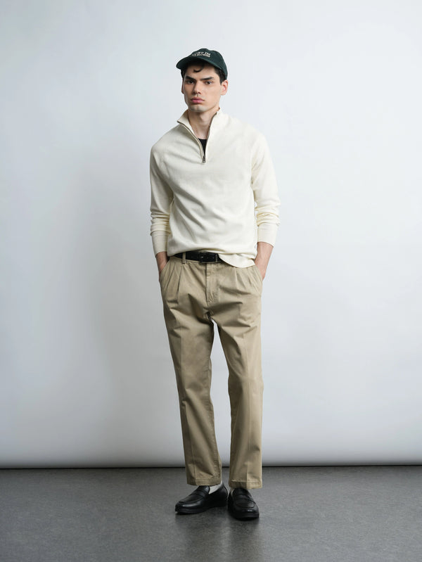Ridge Half Zip Pullover - Cream