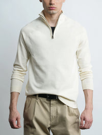 Ridge Half Zip Pullover - Cream