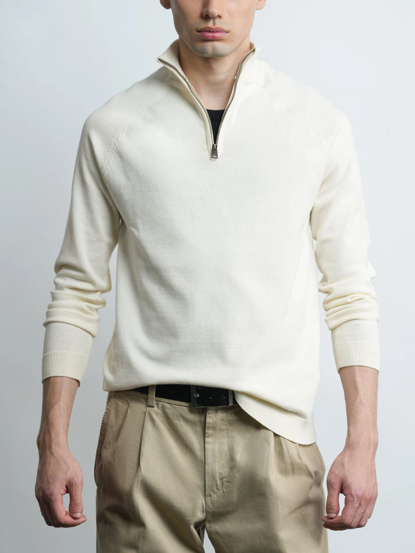 Ridge Half Zip Pullover - Cream