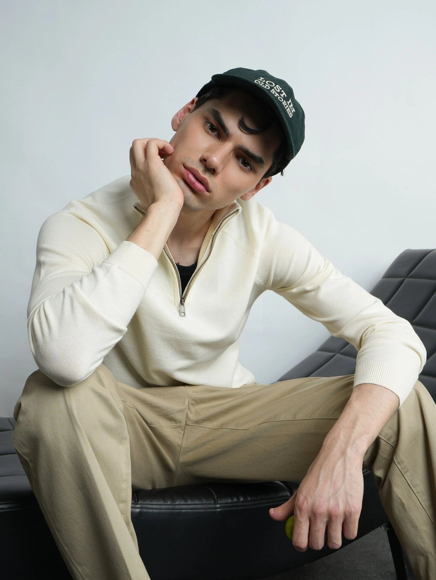 Ridge Half Zip Pullover - Cream