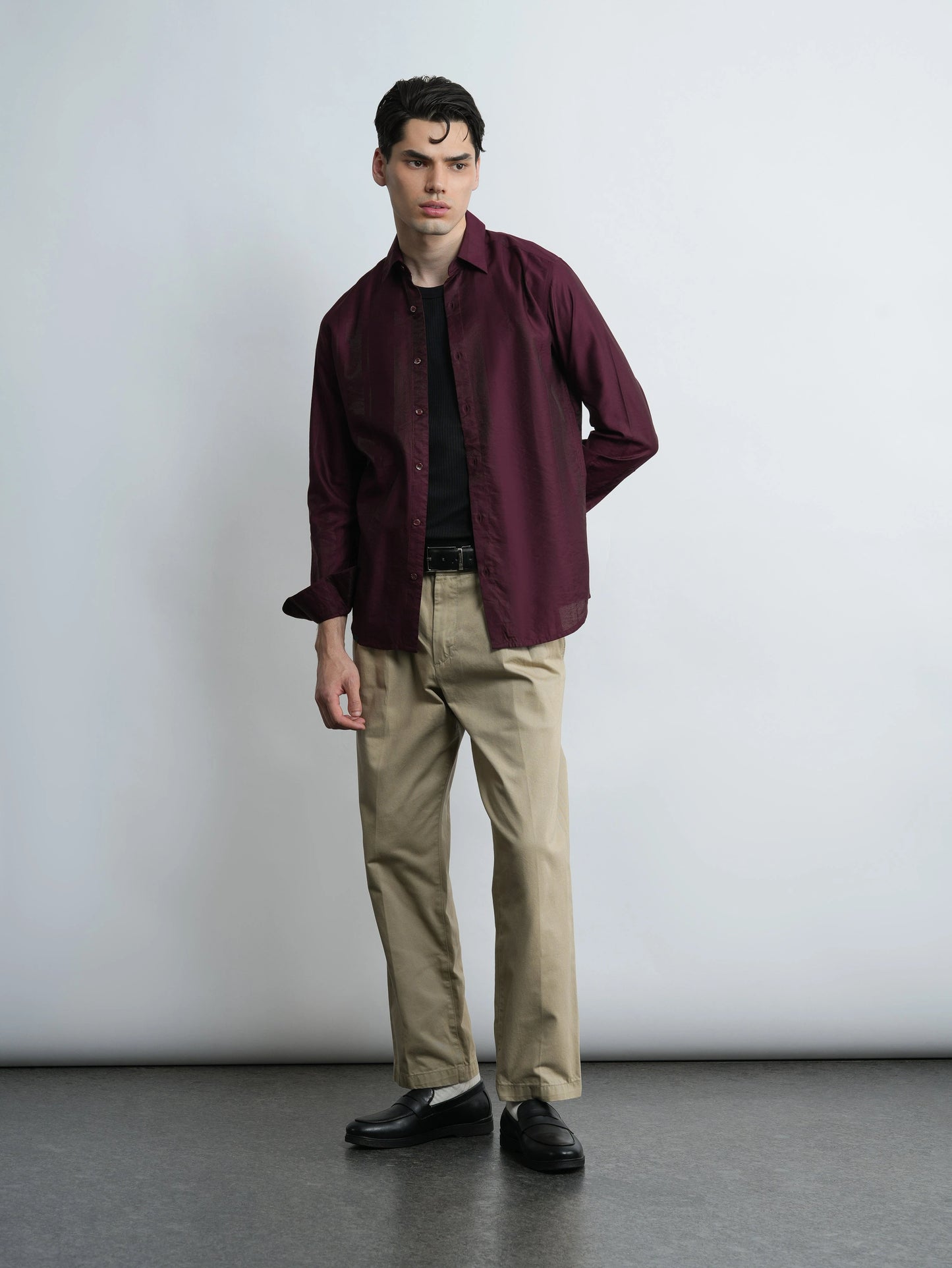 Midnight Lane  - Burgundy Slim Fit Shirt