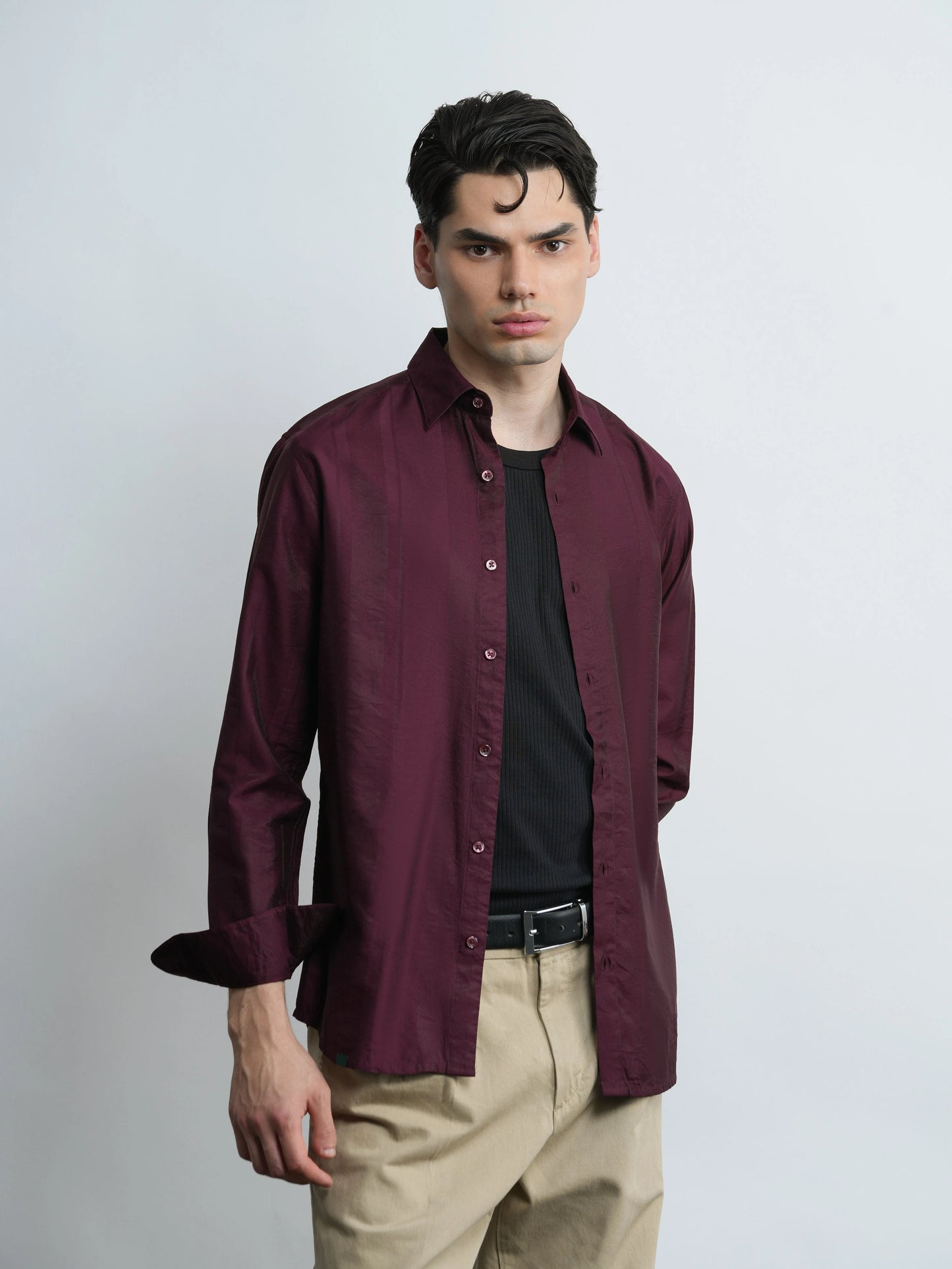 Midnight Lane  - Burgundy Slim Fit Shirt