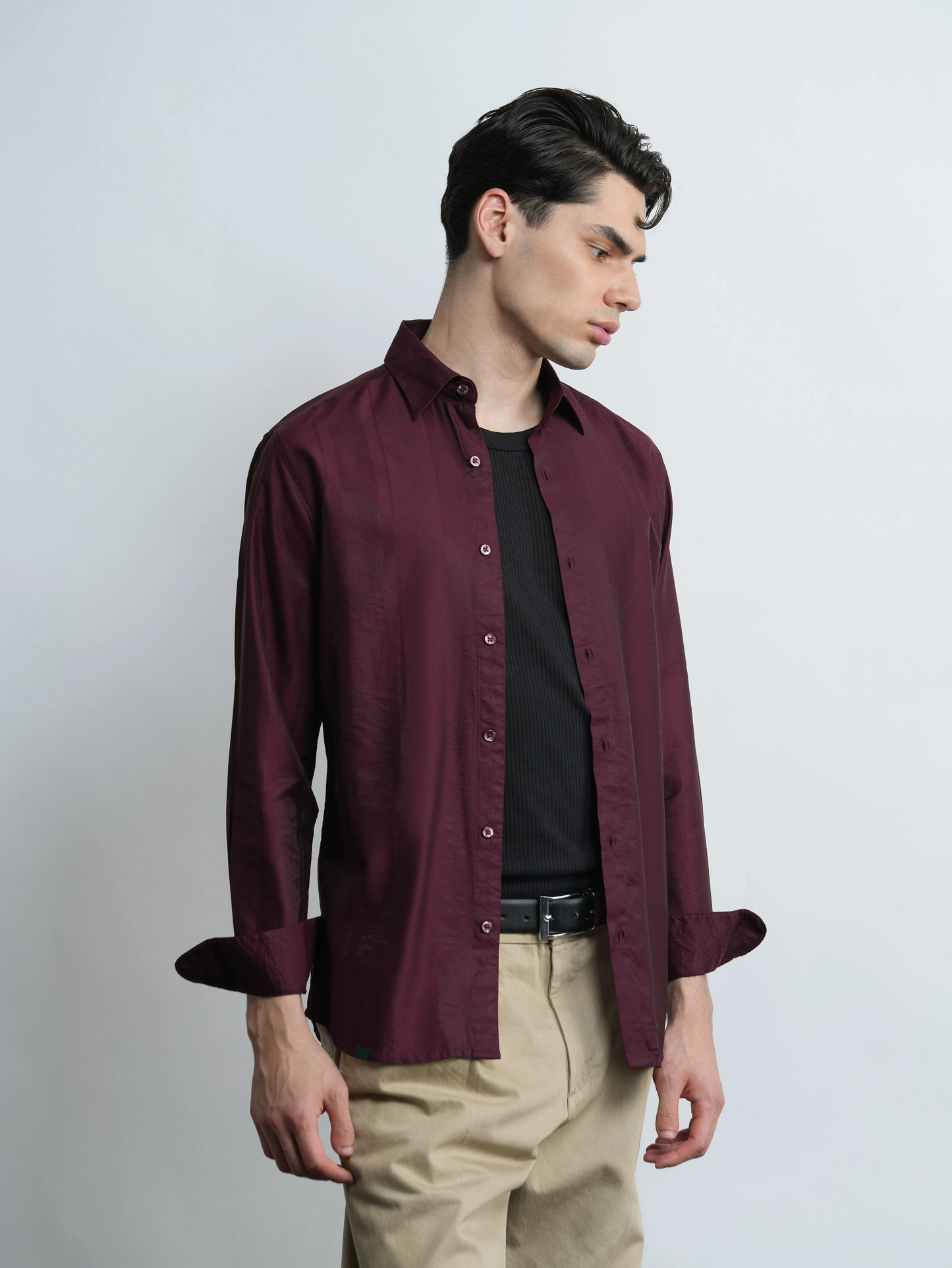 Midnight Lane  - Burgundy Slim Fit Shirt