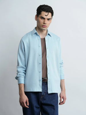 Knit Shirt Slim Fit - Sky Blue