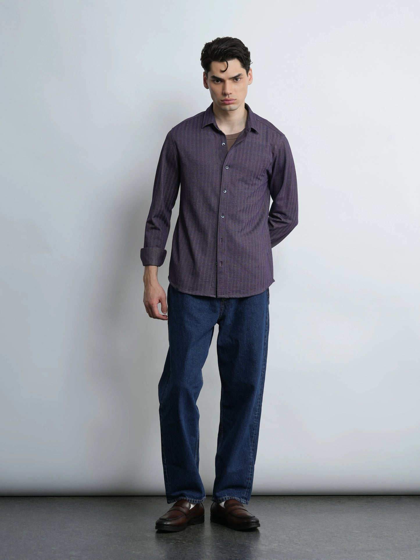 Roberto Knit Shirt Herringbone - Royal Blue