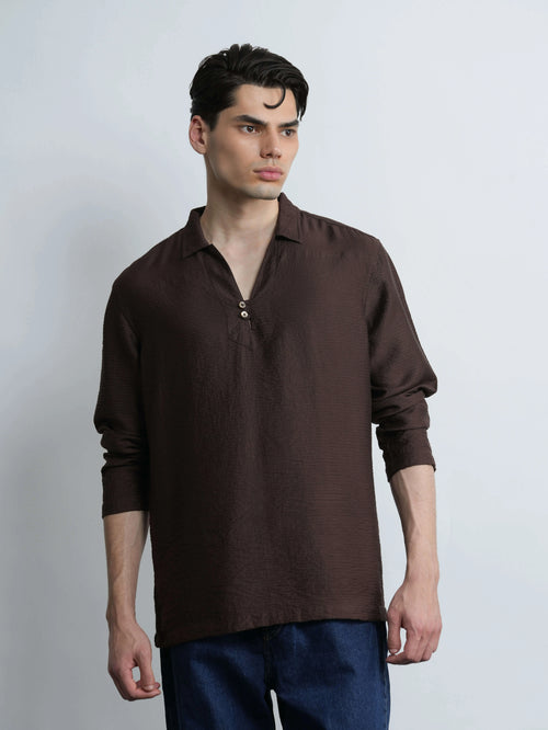 vantage - mocha relaxed fit shirt