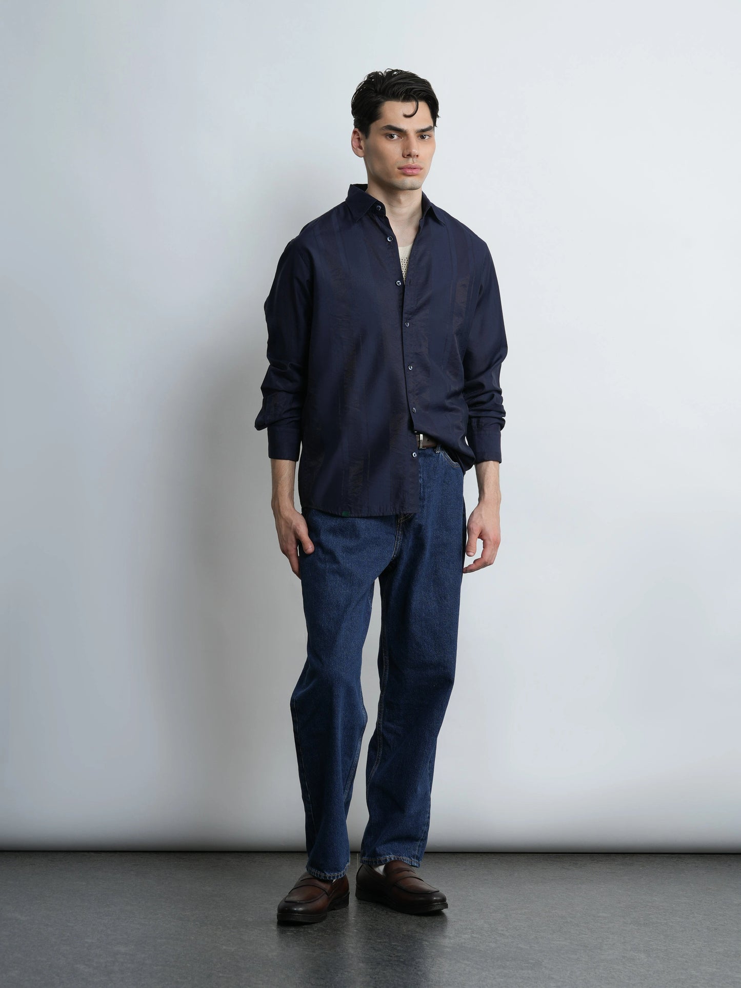 Midnight Lane - Navy Slim Fit Shirt