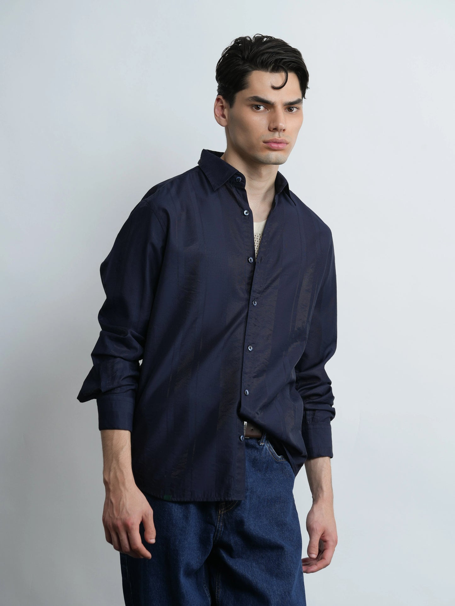 Midnight Lane - Navy Slim Fit Shirt