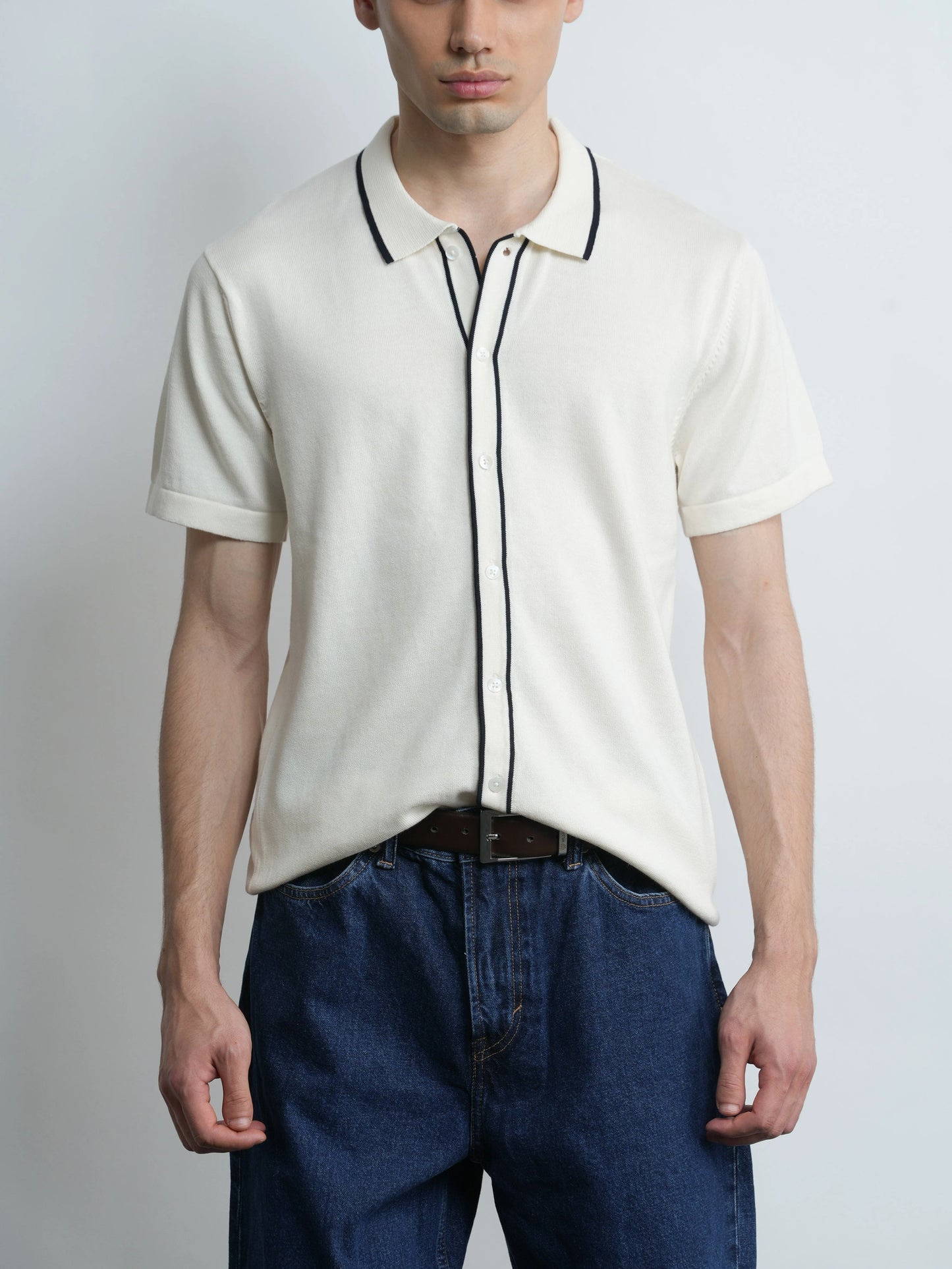 Accented Knit Shirt - Ecru