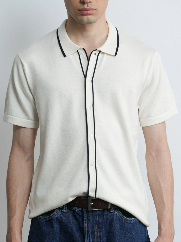 Accented Knit Shirt - Ecru